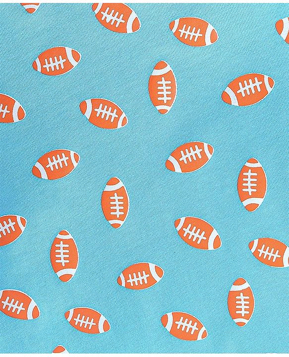 Babyhug Cotton Knit Half Sleeves Night Suit Rugby Football Print - Blue
