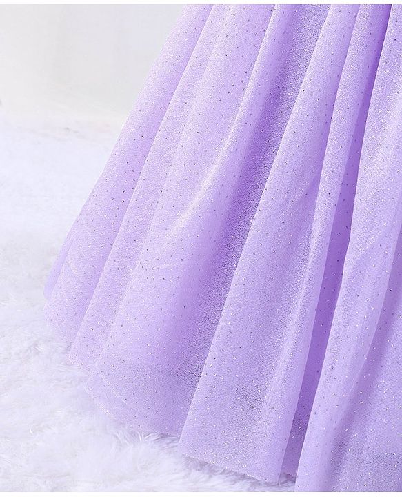 Babyhug Flutter Sleeves Shimmer Party Frock with Floral Corsage - Lavender