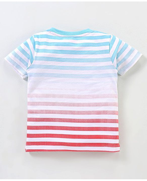Babyhug Cotton Half Sleeves T-Shirt Striped - White & Blue