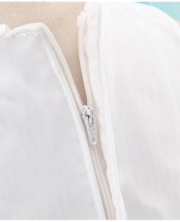 Babyhug Woven Sleeveless Party Frock with Floral Lace Detailing - White