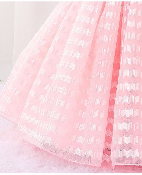 Babyhug Sleeveless Textured Party Frock with Floral Corsage - Peach