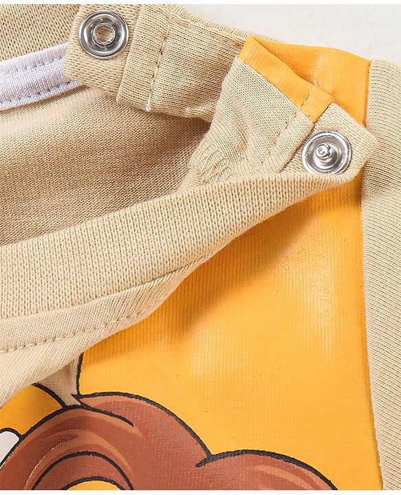Babyhug Cotton Half Sleeves Tee With Lion & Tiger Print- Beige