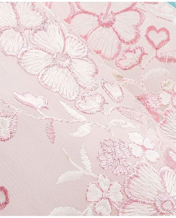 Babyhug Sleeveless Party Frock with Floral Embroidery & Corsage - Dusty Pink & White
