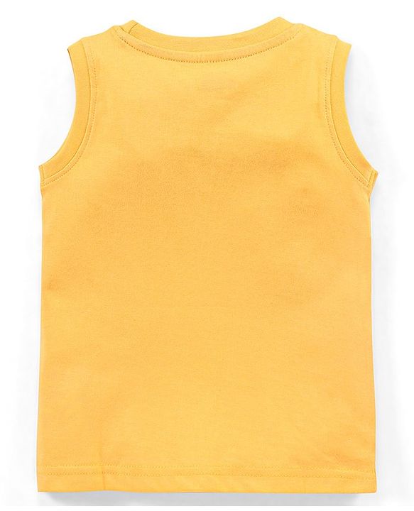 Babyhug Cotton Knit Sleeveless T-Shirts Music Print - Yellow