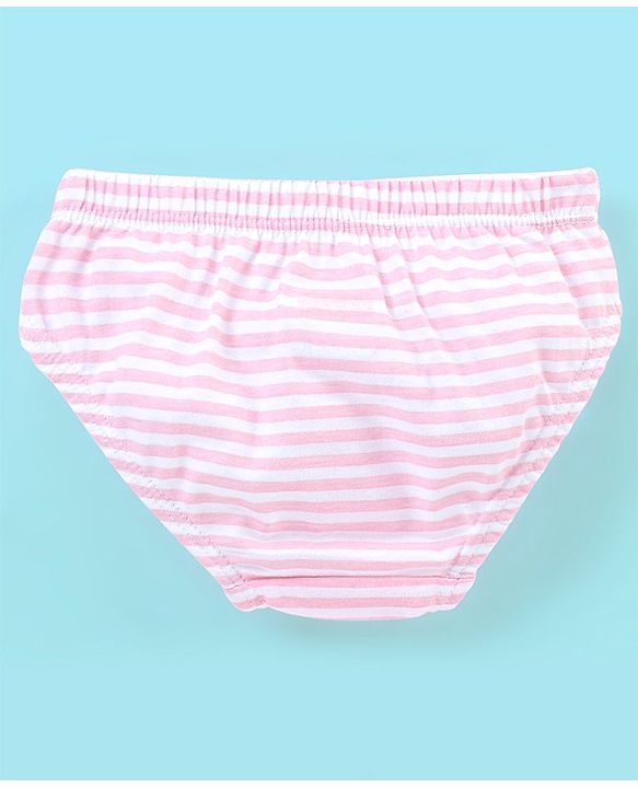 Babyhug 100% Cotton Panties Stripes & Floral Print Pack of 3- Pink & Red