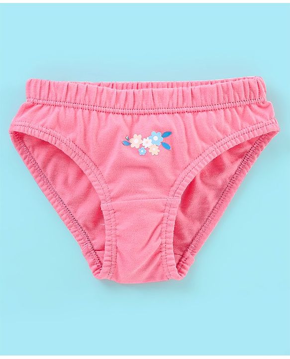 Babyhug 100% Cotton Panties Stripes & Floral Print Pack of 3- Pink & Red
