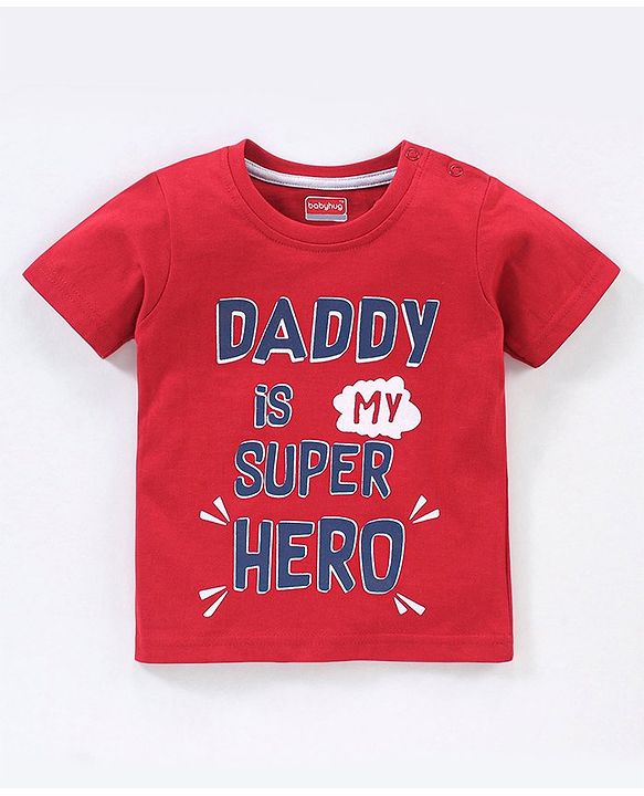 Babyhug Cotton Half Sleeves T-Shirt Text Printed - Red