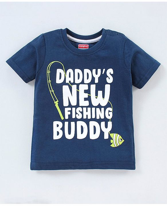 Babyhug Cotton Half Sleeves T-Shirt Text Pint- Blue