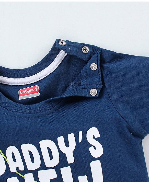 Babyhug Cotton Half Sleeves T-Shirt Text Pint- Blue
