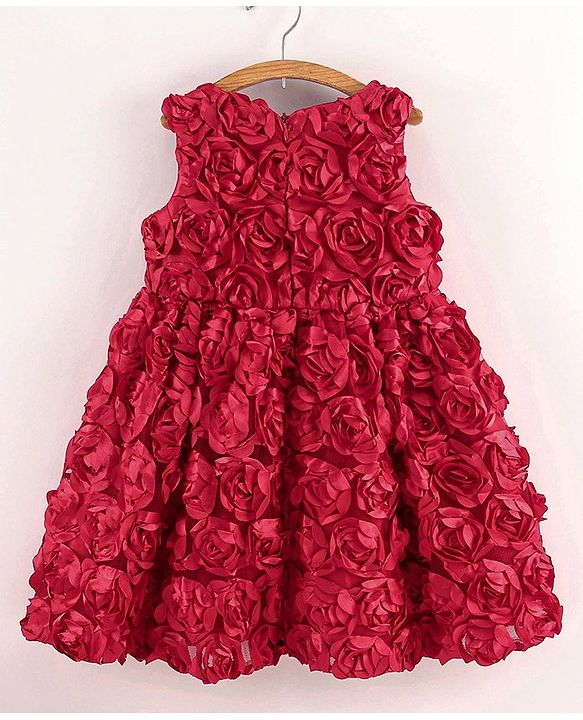 Babyhug Sleeveless 3D Applique Party Frock with Headband - Red