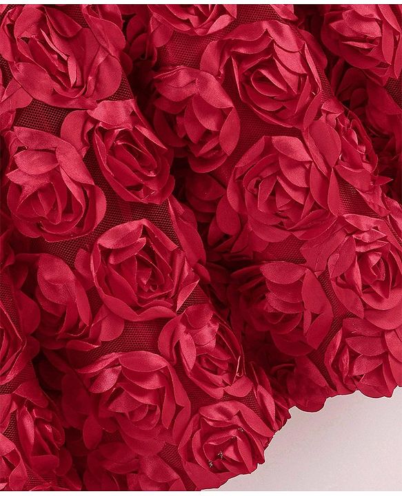Babyhug Sleeveless 3D Applique Party Frock with Headband - Red