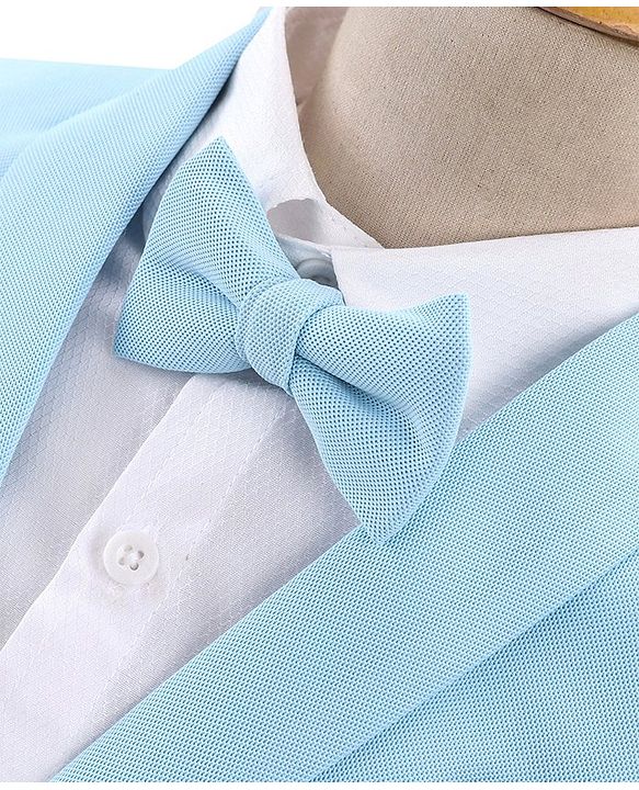 Babyhug Full Sleeves Classic Stretch Fit Party Suit Bow - Blue & White