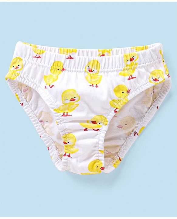 Babyhug 100% Cotton Floral & Duck Printed Panties Pack of 3 - Pink & White