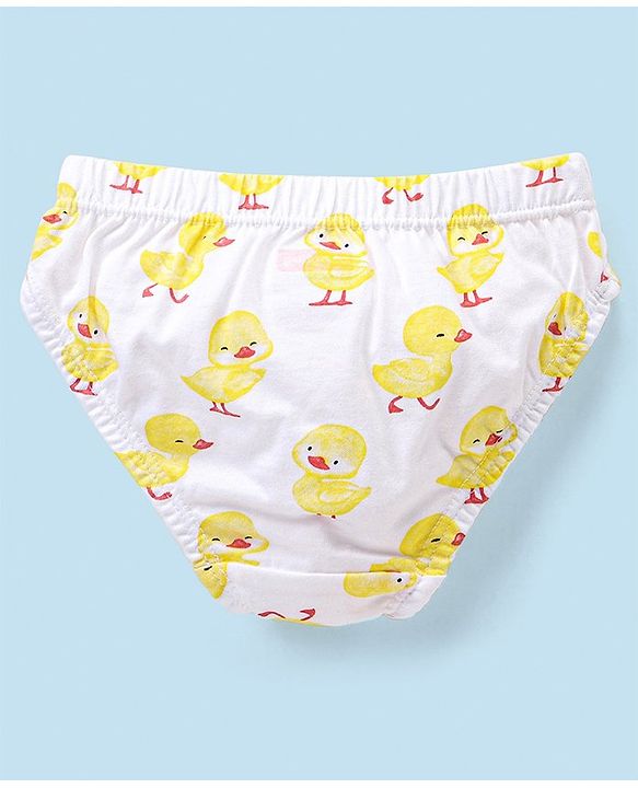 Babyhug 100% Cotton Floral & Duck Printed Panties Pack of 3 - Pink & White