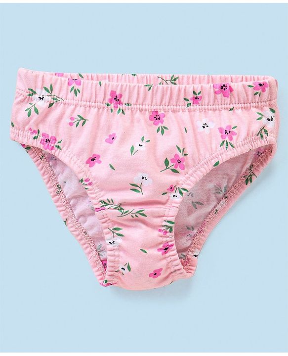 Babyhug 100% Cotton Floral & Duck Printed Panties Pack of 3 - Pink & White