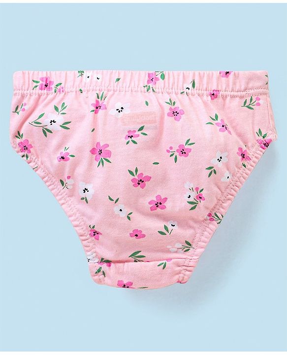 Babyhug 100% Cotton Floral & Duck Printed Panties Pack of 3 - Pink & White