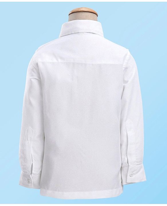Babyhug Woven Full Sleeves Solid Stretch Fit Party Suit with Bow Tie - Sky Blue