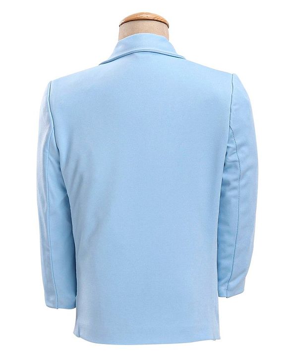 Babyhug Woven Full Sleeves Solid Stretch Fit Party Suit with Bow Tie - Sky Blue