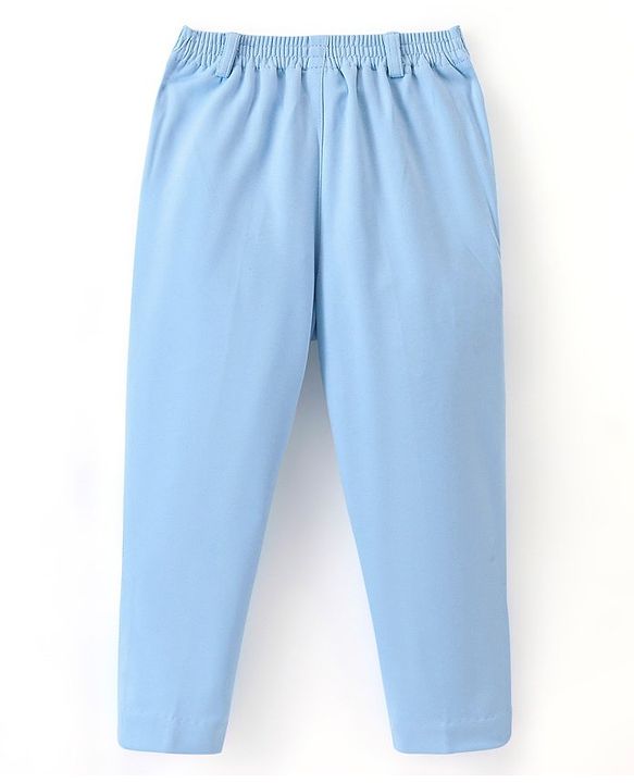 Babyhug Woven Full Sleeves Solid Stretch Fit Party Suit with Bow Tie - Sky Blue