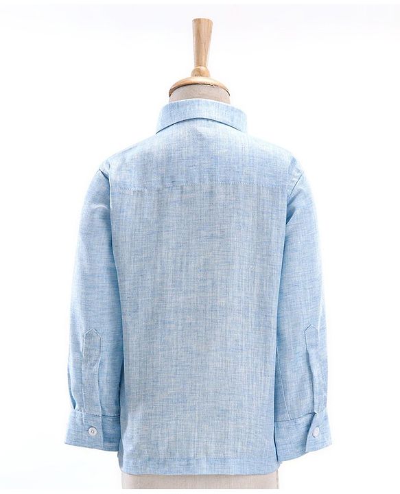 Babyhug Full Sleeves Solid Party Suit With Bow- Powder Blue