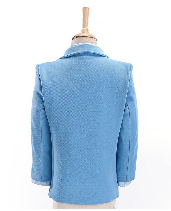 Babyhug Full Sleeves Solid Party Suit With Bow- Powder Blue