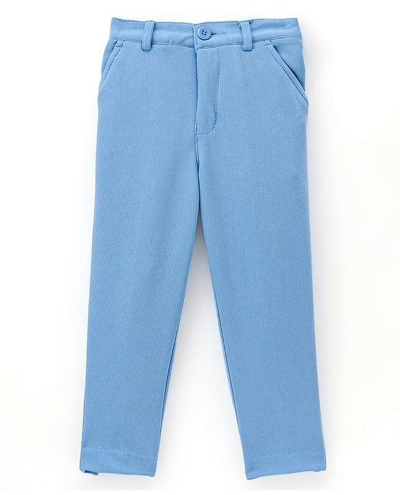 Babyhug Full Sleeves Solid Party Suit With Bow- Powder Blue