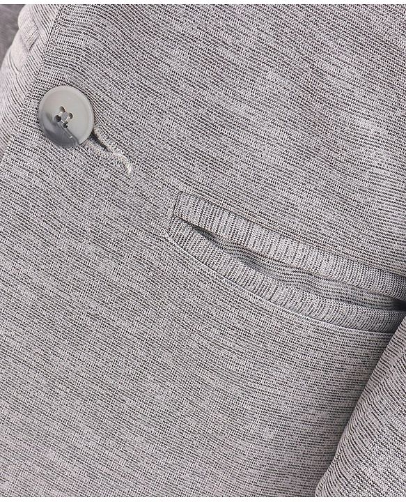 Babyhug Full Sleeves Four Way Stretch Fit Textured Party Suit With Blazer & Tie- Grey