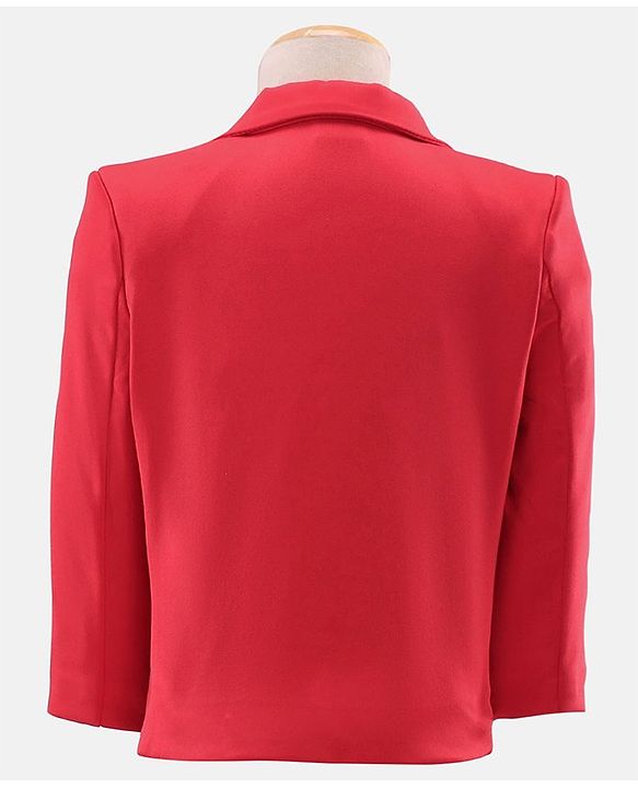 Babyhug Full Sleeves Stretch Fit Party Suit Bow - Red & Black