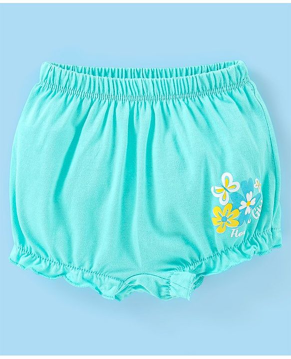 Babyhug 100% Cotton Floral Print Bloomers Pack of 3 - Pink Blue & White