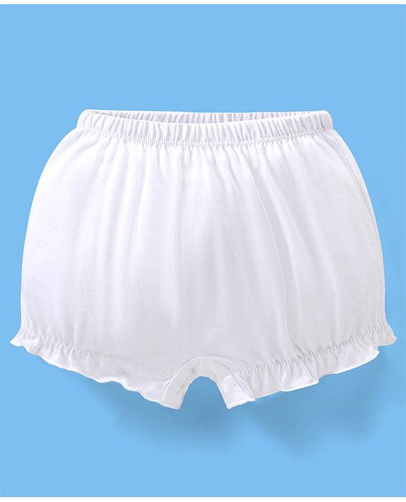 Babyhug 100% Cotton Solid Colour Bloomers Pack of 3 - White