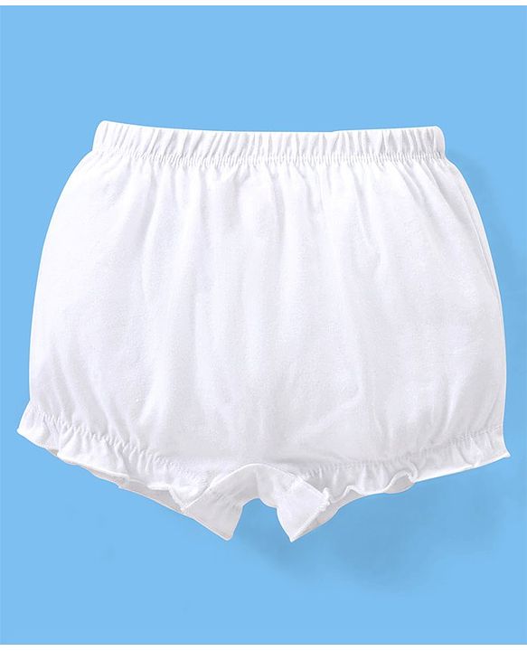 Babyhug 100% Cotton Solid Colour Bloomers Pack of 3 - White