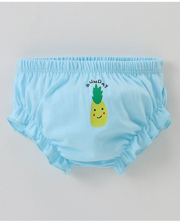 Babyhug 100% Cotton Bloomers Strawberry & Pear Print Pack of 7- Blue & Green