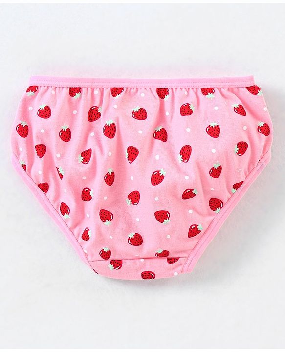 Babyhug 100% Cotton Panties Strawberry Print Pack of 3- Green & Pink