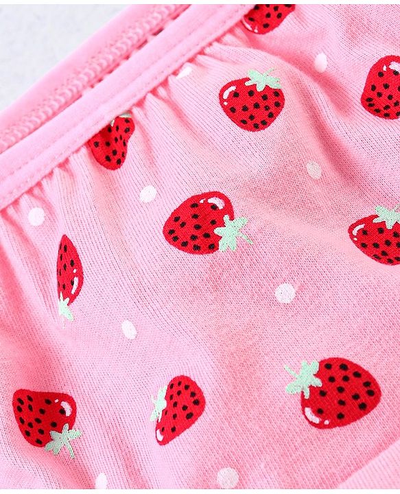 Babyhug 100% Cotton Panties Strawberry Print Pack of 3- Green & Pink