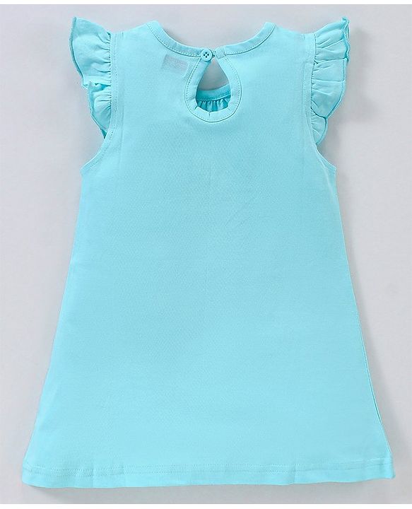 Babyhug Short Cap Sleeves Nighty Text Print - Blue