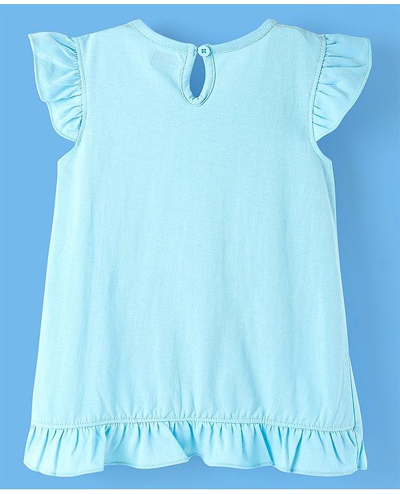Babyhug Flutter Sleeves Nighty Kitten Print Pack of 2 - Blue