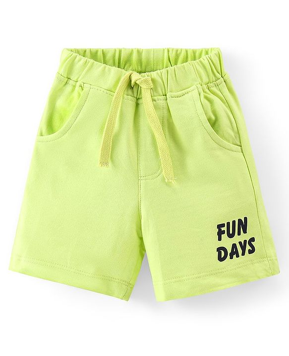 Babyhug 100% Cotton Knit Half Sleeves T-Shirt & Shorts With Text & Panda Print - Blue & Green