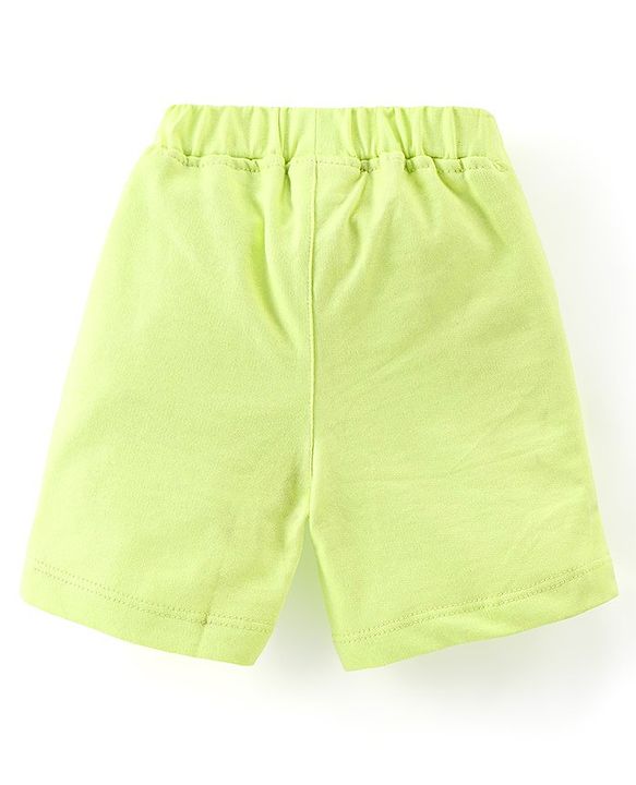 Babyhug 100% Cotton Knit Half Sleeves T-Shirt & Shorts With Text & Panda Print - Blue & Green
