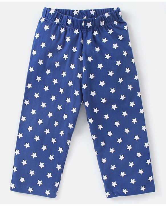Babyhug Cotton Knit Full Sleeves Night Suit Star Printed - Navy Blue
