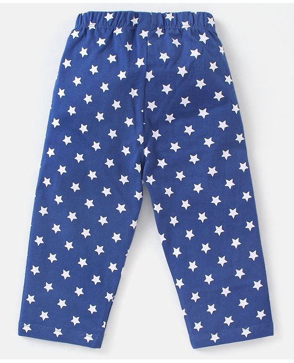 Babyhug Cotton Knit Full Sleeves Night Suit Star Printed - Navy Blue