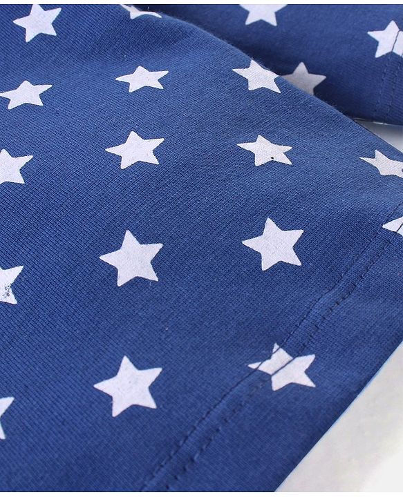 Babyhug Cotton Knit Full Sleeves Night Suit Star Printed - Navy Blue