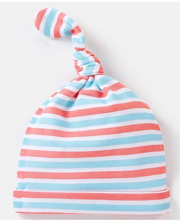 Babyhug 100% Cotton Cap Star & Stripes Print Red & Blue Pack Of 2 - Diameter 10 cm