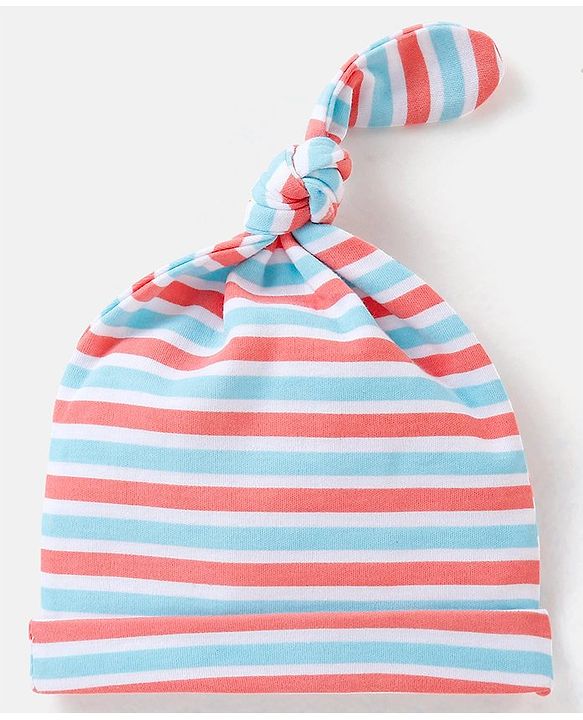 Babyhug 100% Cotton Cap Star & Stripes Print Red & Blue Pack Of 2 - Diameter 10 cm
