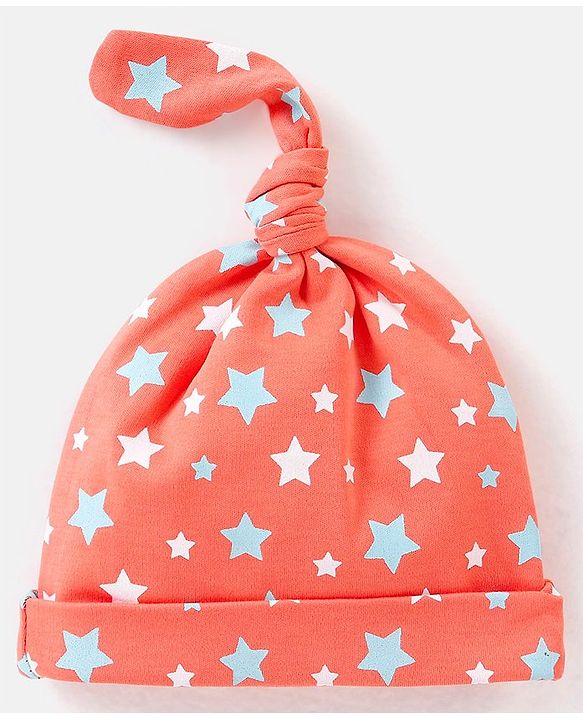 Babyhug 100% Cotton Cap Star & Stripes Print Red & Blue Pack Of 2 - Diameter 10 cm