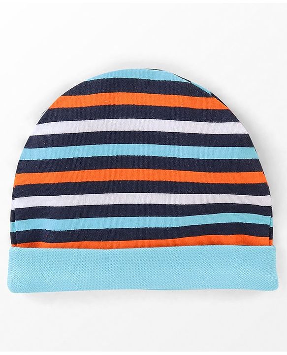 Babyhug 100% Cotton Caps Football Printed Pack of 3 Multicolor - Diameter 10 cm