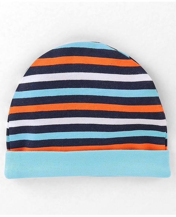 Babyhug 100% Cotton Caps Football Printed Pack of 3 Multicolor - Diameter 10 cm