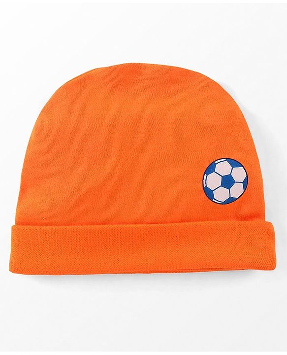 Babyhug 100% Cotton Caps Football Printed Pack of 3 Multicolor - Diameter 10 cm