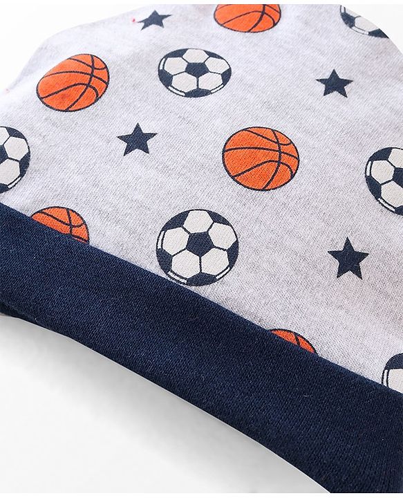 Babyhug 100% Cotton Caps Football Printed Pack of 3 Multicolor - Diameter 10 cm