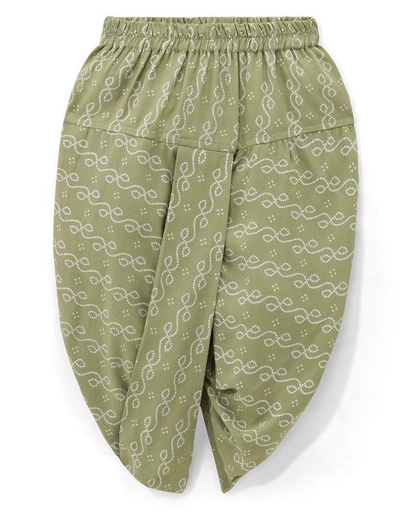 Babyhug 100% Cotton Full Sleeves Kurta With Dhoti Set Floral Print - Green