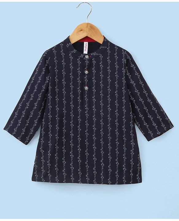 Babyhug Full Sleeves Kurta & Pajama Set Printed - Navy Blue
